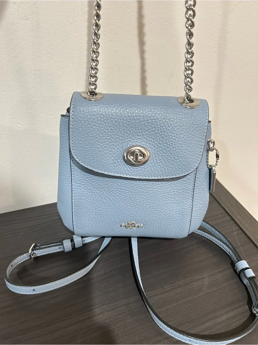 Coach Cornflower Blue Convertible Leather Micro Backpack Style#C5677 EUC - Picture 6 of 15